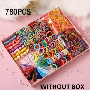 780pcs Girls Barrette Hair Tie Set Colorful Ponytail Hair Clip Rubber Band with Ice Cream Barrette Hair Accessories Set