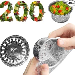 200PCS Kitchen Sink Strainer Mesh Bag, Suitable for Most Sizes Kitchen Sink Strainer Bag, Disposable Mesh Sink Strainer Bags for Collecting Kitchen Food Scraps and Leftover Garbage