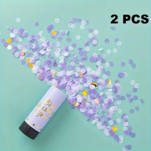 Confetti Poppers Party Cannon 2pcs Small Party Poppers Confetti Cannon for Eid, Wedding, Birthday, Graduation, Baby Shower, Anniversary, New Year's Party Celebrations Supplies Paper Poppers