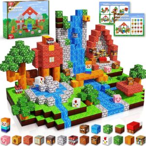 Magnetic Blocks |100PCS Magnetic Building Cube Game, Constructions Toys for Boys & Girls Age 3-4, 5 6 7 8 9 10, STEM Montessori Stacking Toy, Sensory Tiles Building Birthday for Kids