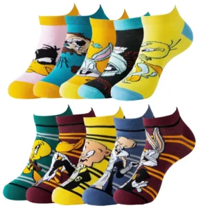 6 Pairs Random Kid's Fashion Cartoon Crew Socks - Breathable & Comfortable, Casual Street Style for All Seasons