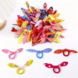 50 Pieces Elastic Hair Tie Rabbit Ears Ribbon Cute Rubber Ties, Hair Accessories Ornaments