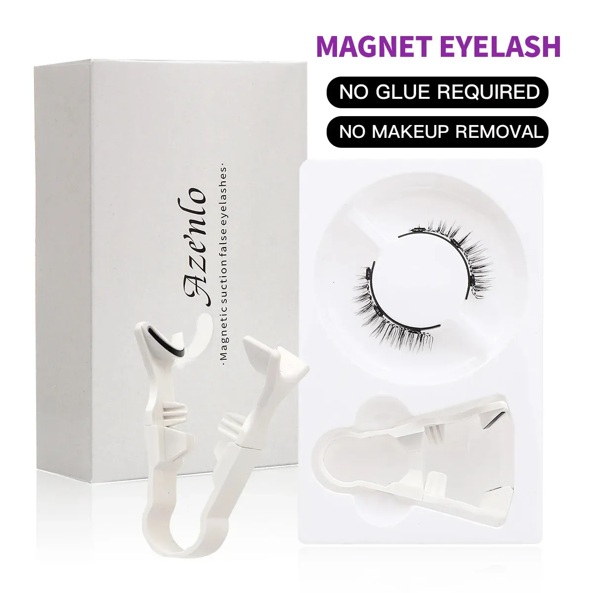2 Pairs Magnetic Eyelashes with Applicator Reusable Magnetic Eyelashes Natural Look, No Glue Needed Fake Lashes Kit for Makeup
