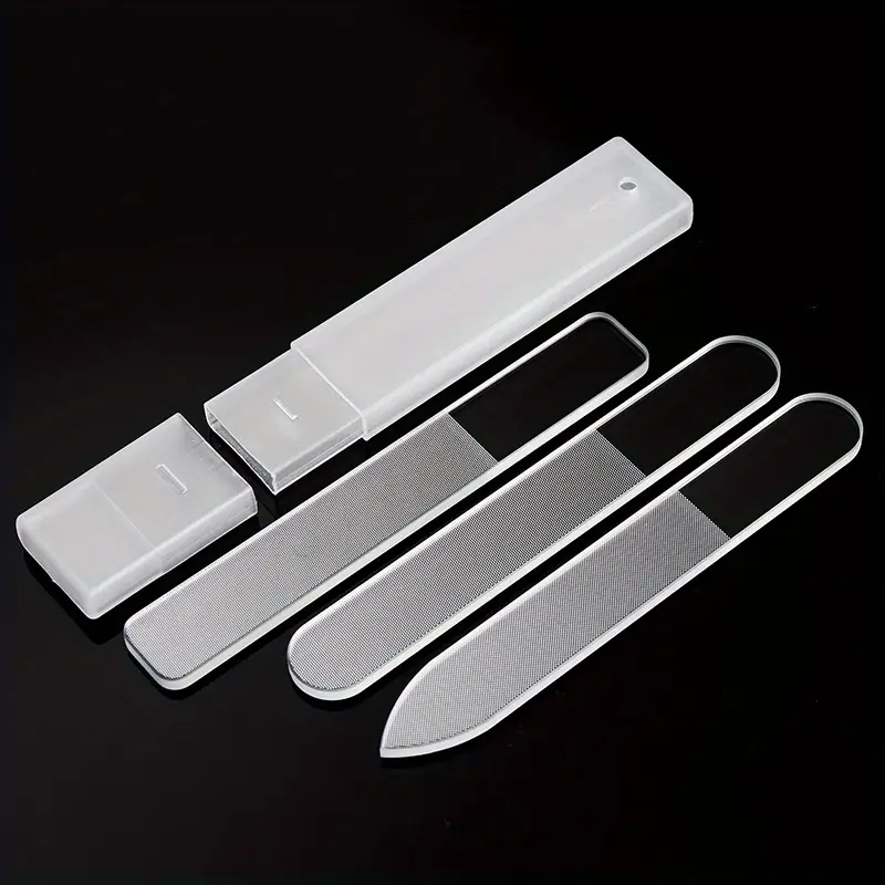 3pcs Glass Nail Files for Natural Nails (Buffing) with case, Nano Crystal Nail Filer Professional Washable Reusable for Nail Art, Manicure Tools Kit for Acrylic Nail Care, Gift for Women and Girls