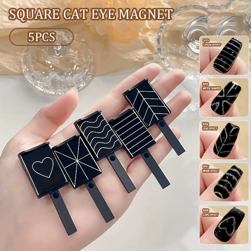 5-Piece Nail Magnet Set for Cat Eye Gel Polish, Professional Salon Quality Tools with Strong Magnetic Attraction, Heart & Wave Shaping Design Accessories Kit for Quick and Easy Nail Art. - Image 7