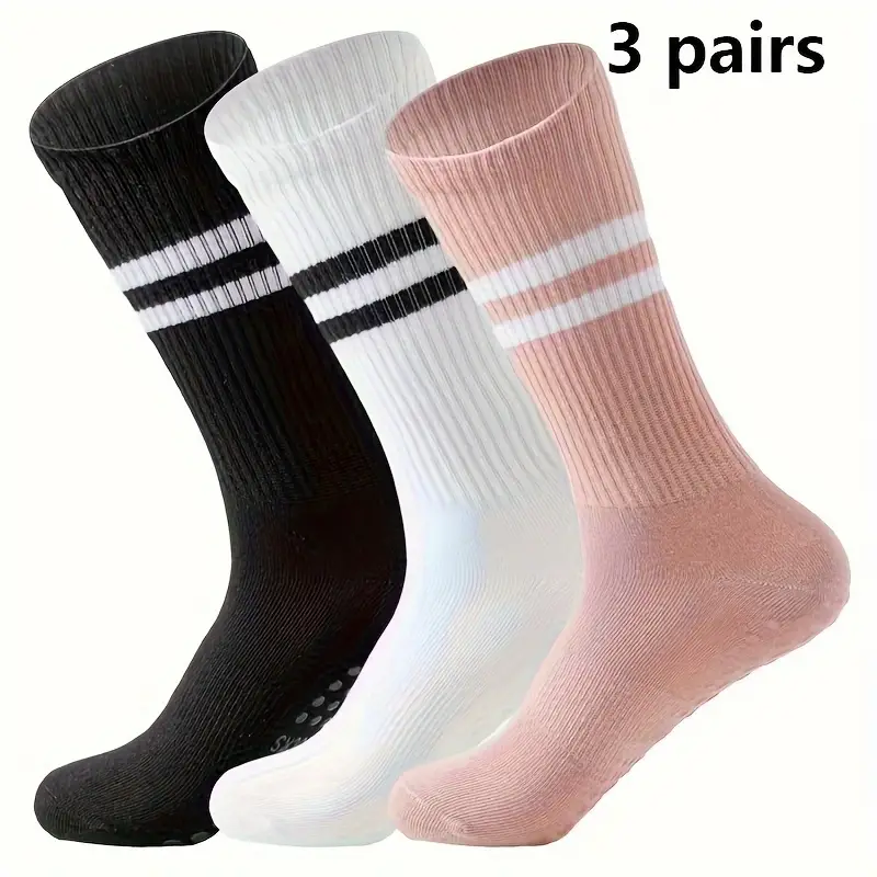 3 Pairs Pilates Socks with Grips for Women, Yoga Barre Socks, Non-Slip Socks for Workout Athletic Socks