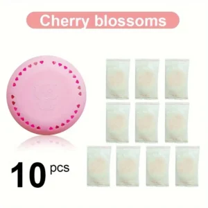 10pcs Cherry Blossom Air Freshener Tablets - Long-Lasting Odor Eliminator for Home, Car, Bathroom, Closet & Wardrobe - Compressed Solid Deodorizer with Extra Shell