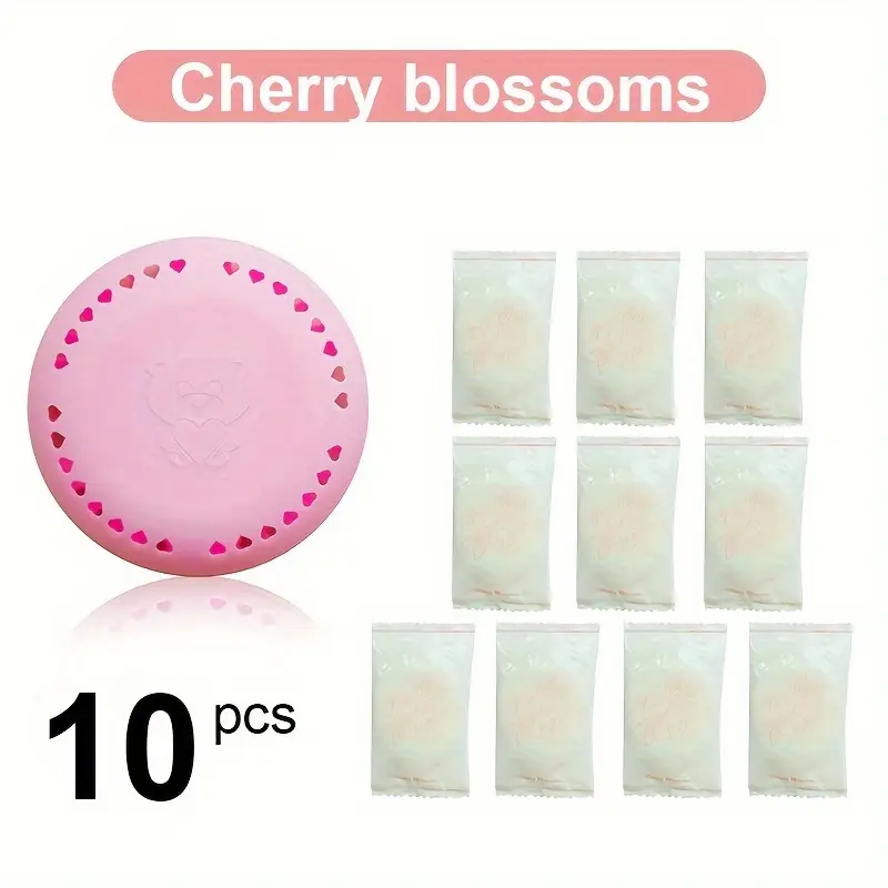 10pcs Cherry Blossom Air Freshener Tablets - Long-Lasting Odor Eliminator for Home, Car, Bathroom, Closet & Wardrobe - Compressed Solid Deodorizer with Extra Shell