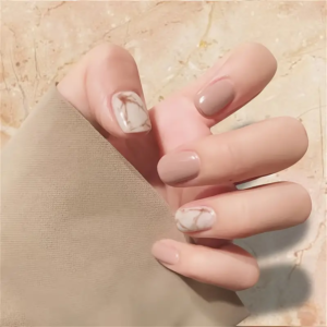 24pcs Short Oval Shape Press on Nails, Smudged Design Fake Nail, Glossy Full Cover Nails For Women's and Girl's