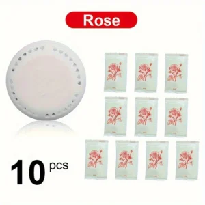 10pcs Rose Scented Air Freshener Tablets - Long-Lasting Odor Eliminator for Home, Car, Bathroom, Closet & Wardrobe - Compressed Solid Deodorizer with Extra Shell