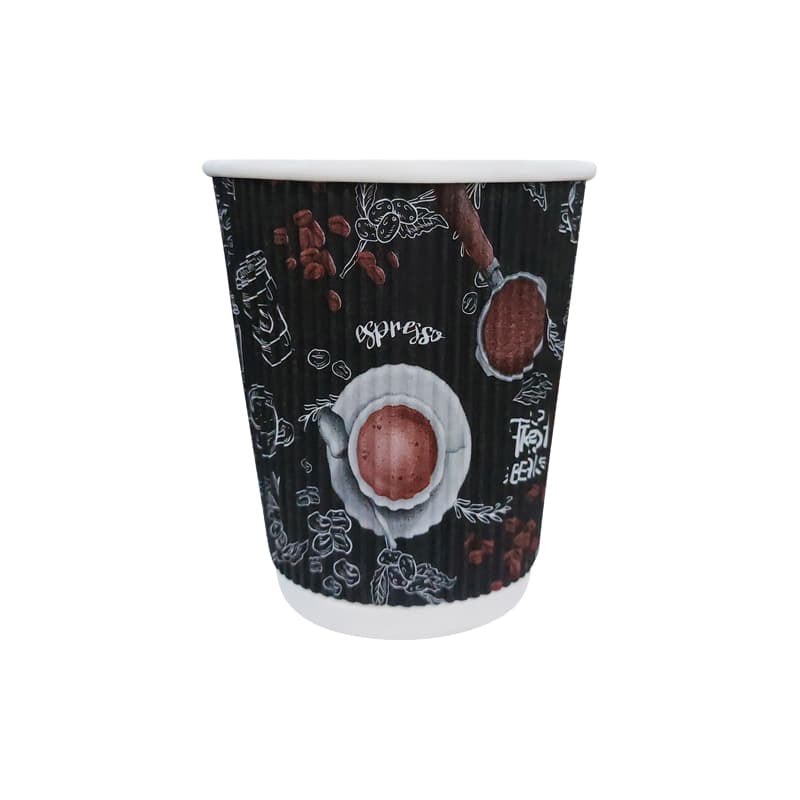 Pack of 1 (25 Count) 8oz Paper Coffee Cups,3 Layers Disposable Coffee Cups, Black Hot Beverage Cups with Ripple Wall Design, Hot Beverage Cups Suitable for Birthday,Party and any occasions - Image 7