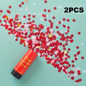 Confetti Poppers Party Cannon 2pcs Small Party Poppers Confetti Cannon for Eid,Wedding, Birthday, Graduation, Baby Shower, Anniversary, New Year's Party Celebrations Supplies Paper Poppers