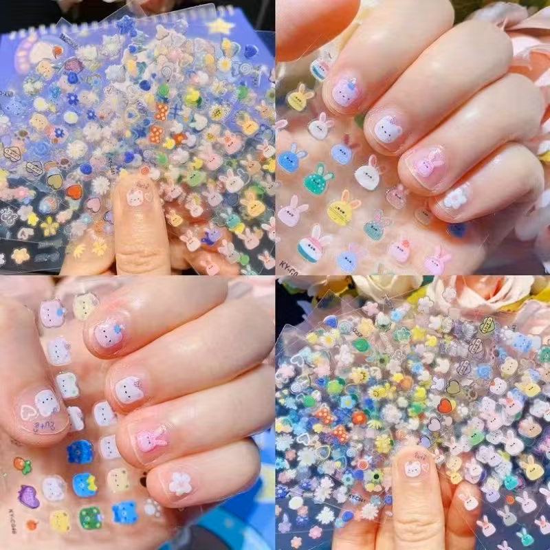 30 Sheets Luminous Kids Nail Art Stickers Decals Glow in The Dark Nail Stickers Adhesive Supplies for Women and Girls DIY Manicure Decor