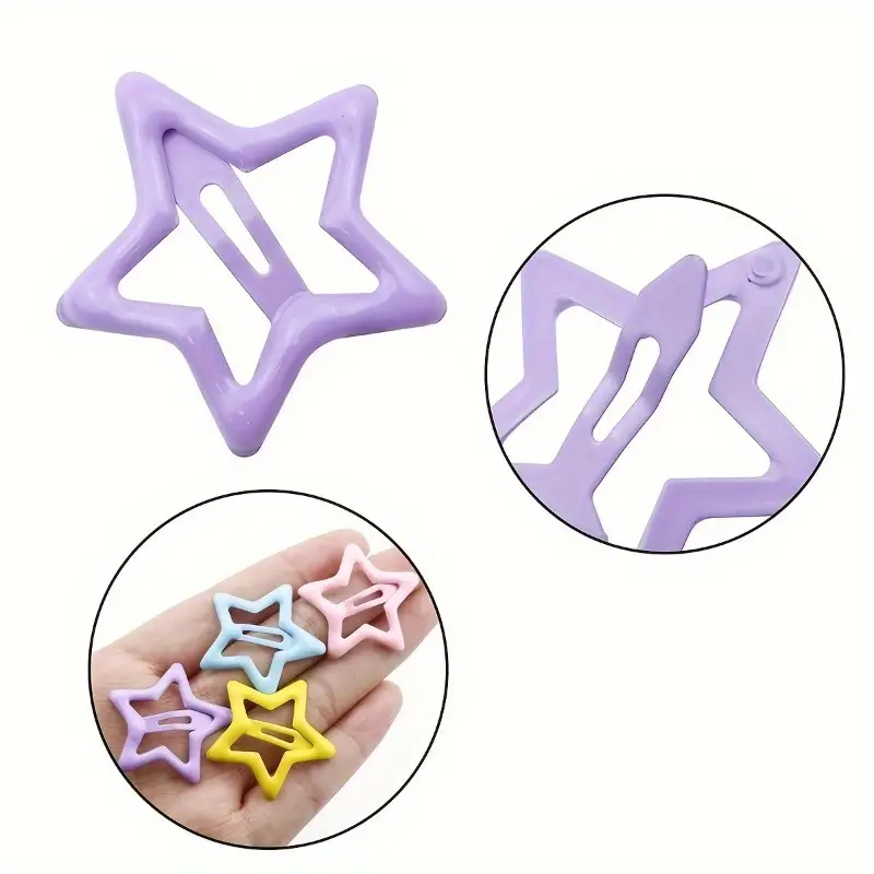 25pcs Candy Color Hollow Out Star Shaped Hair Side Clips Lovely Hair Fringe Clips for Women and Girls Daily Use - Image 2