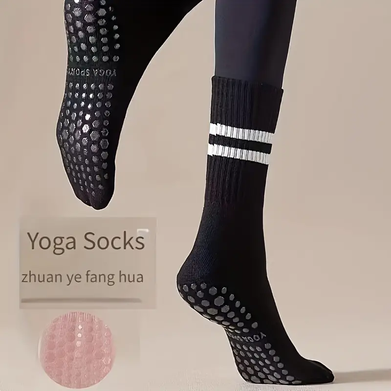 3 Pairs Pilates Socks with Grips for Women, Yoga Barre Socks, Non-Slip Socks for Workout Athletic Socks - Image 4