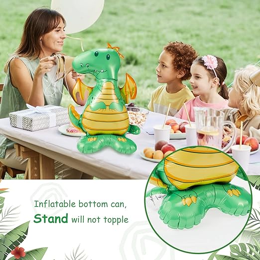 8 Pc Standing Cute Animal Foil Balloons - Lion, Dinosaur, Cow, Fox, Koala, Panda, Elephant, Bunny - Jungle Safari Zoo Themed Baby Shower Birthday Party Decorations - Image 5