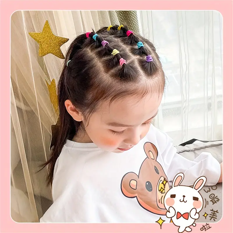 200 PCS Colorful Soft Mini Hair Ties Kit for Kids, Small Rubber Hair Bands Elastic Ponytail Holders Ties for Little Girl Hair Accessories - Image 6