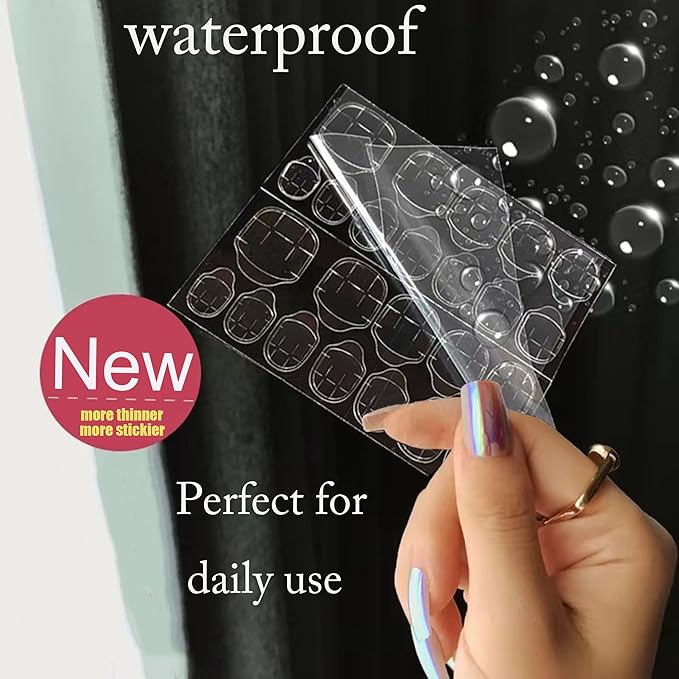 240 Pcs Thin Breathable Adhesive Tabs Fake Nail Glue Sticker 10 Sheets Super Sticky Double Sided Tips (Germany Jelly Gel) Flexible for Acrylic False Nails Manicure Tape (240 Pcs) - Image 9
