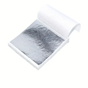 100 Pieces Imitation Silver Leaf Foil Leaf Sheets for Handicrafts, DIY Nails, Gilding Crafting, Decoration, Frames, Furniture
