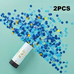 Confetti Poppers Party Cannon 2pcs Small Party Poppers Confetti Cannon for Eid, Wedding, Birthday, Graduation, Baby Shower, Anniversary, New Year's Party Celebrations Supplies Paper Poppers