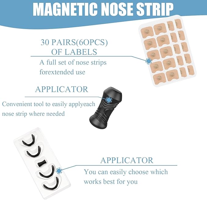 Nasal Respiratory Expansion Set - This Set Includes a Magnetic Nasal Dilator with 4 Clips, 1 Magnetic Remover, And 30 Magnets. It Is Crafted for a Snug Fit to Provide Comfort, Enhance Airflow, And Facilitate Breathing, Reduce Snoring Pain Free Removal - Image 6