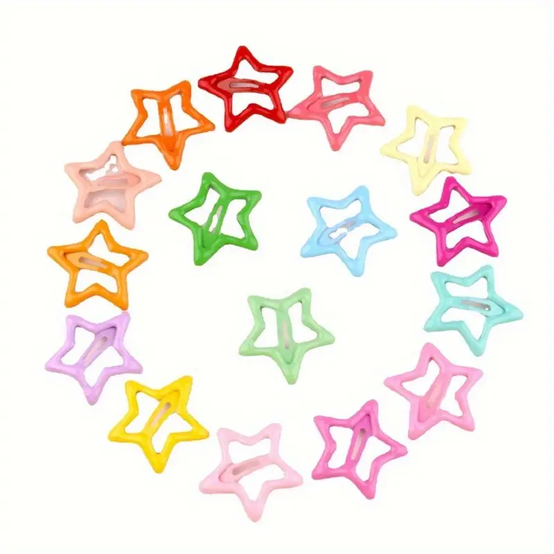 25pcs Candy Color Hollow Out Star Shaped Hair Side Clips Lovely Hair Fringe Clips for Women and Girls Daily Use - Image 3