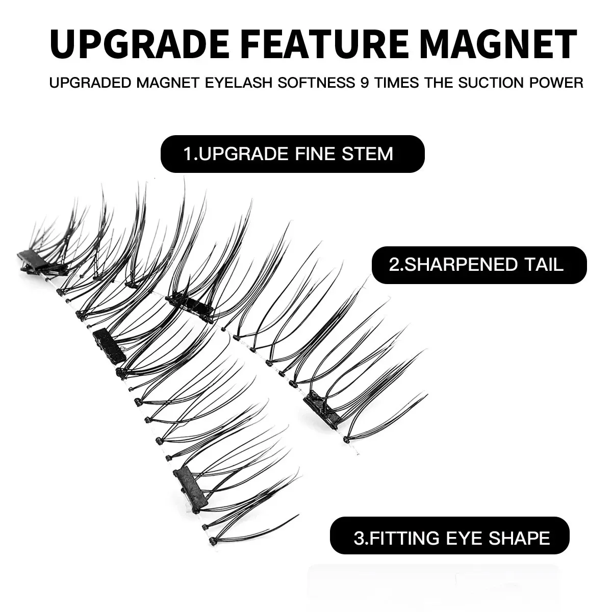 2 Pairs Magnetic Eyelashes with Applicator Reusable Magnetic Eyelashes Natural Look, No Glue Needed Fake Lashes Kit for Makeup - Image 3