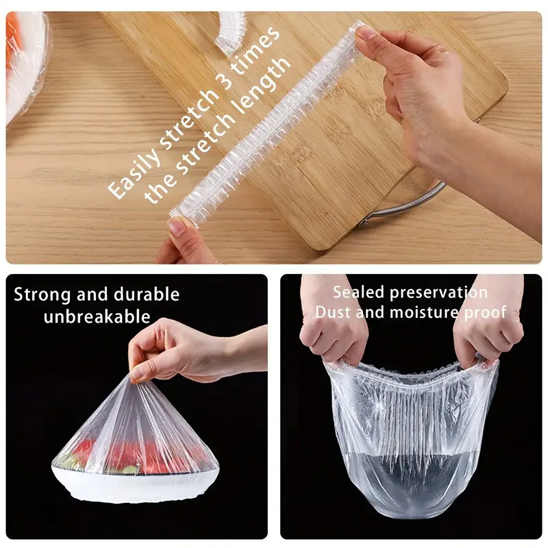 Plastic Bowl Covers 100pcs Elastic Reusable, Shower Caps for Sourdough Bread Proofing, Outdoor Food Covers to keep Bugs Away, Stretch Bowl Covers for Outside, Rising, Fly, Picnic, Fridge - Image 6