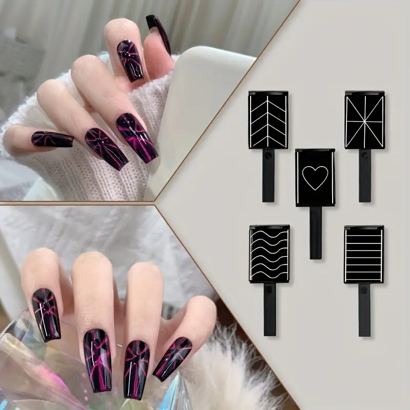 5-Piece Nail Magnet Set for Cat Eye Gel Polish, Professional Salon Quality Tools with Strong Magnetic Attraction, Heart & Wave Shaping Design Accessories Kit for Quick and Easy Nail Art. - Image 6