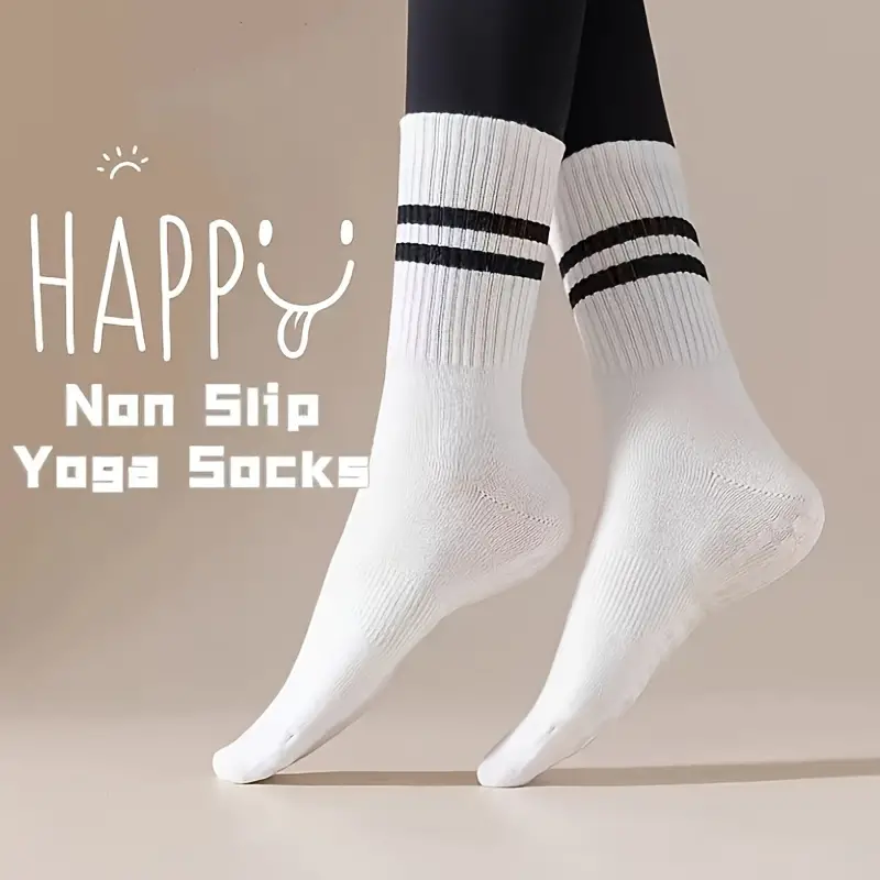 3 Pairs Pilates Socks with Grips for Women, Yoga Barre Socks, Non-Slip Socks for Workout Athletic Socks - Image 3
