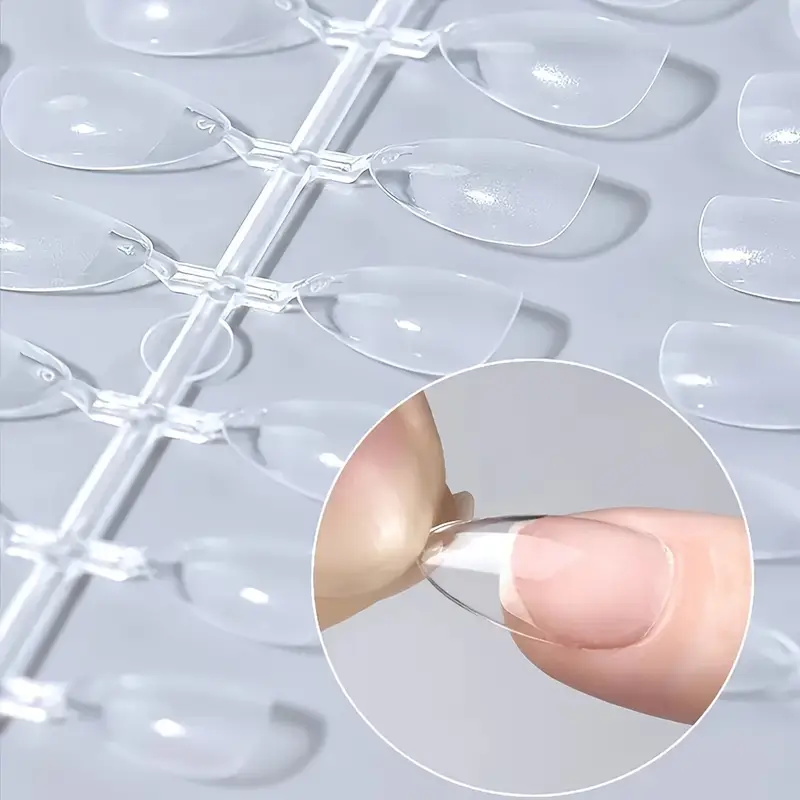 120PCS Short Almond Gel Nail Tips, Clear Fake Nails, 12 Sizes Full Cover Soft Acrylic Press - On Nail Extensions, No C Curve, DIY Manicure at Home - Image 5