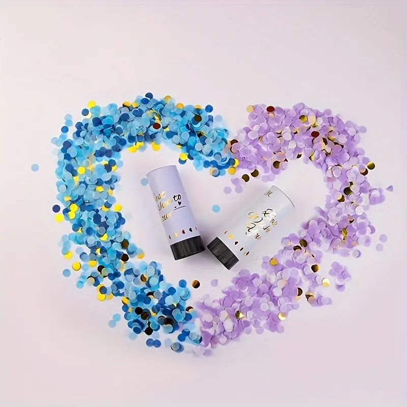 Confetti Poppers Party Cannon 2pcs Small Party Poppers Confetti Cannon for Eid, Wedding, Birthday, Graduation, Baby Shower, Anniversary, New Year's Party Celebrations Supplies Paper Poppers - Image 3