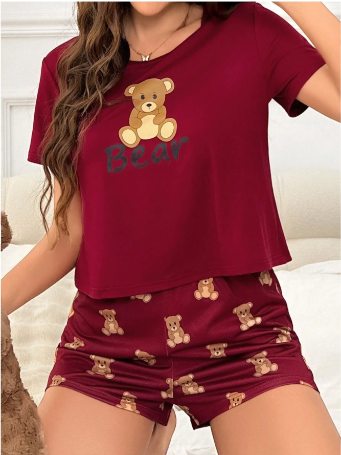 Women’s 2 Piece Pajama Set Short Sleeve Top and Shorts Soft Lounge Sleepwear Outfit for Home Travel and Daily Wear (M) - Image 5