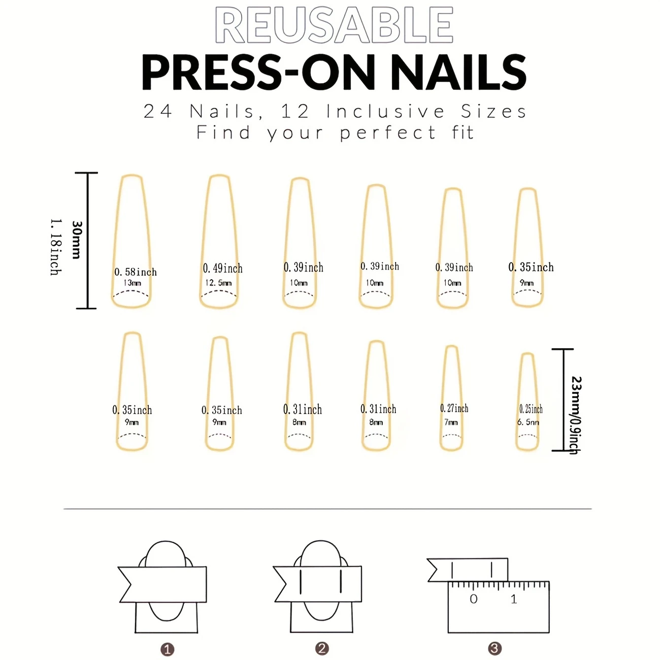 24pcs Glossy Short Square Fake Nails, Minimalist Style White French Tip Press on Nails, Full Cover Stick on Nails for Women Girls |Bride Nails |Wedding Nails - Image 4