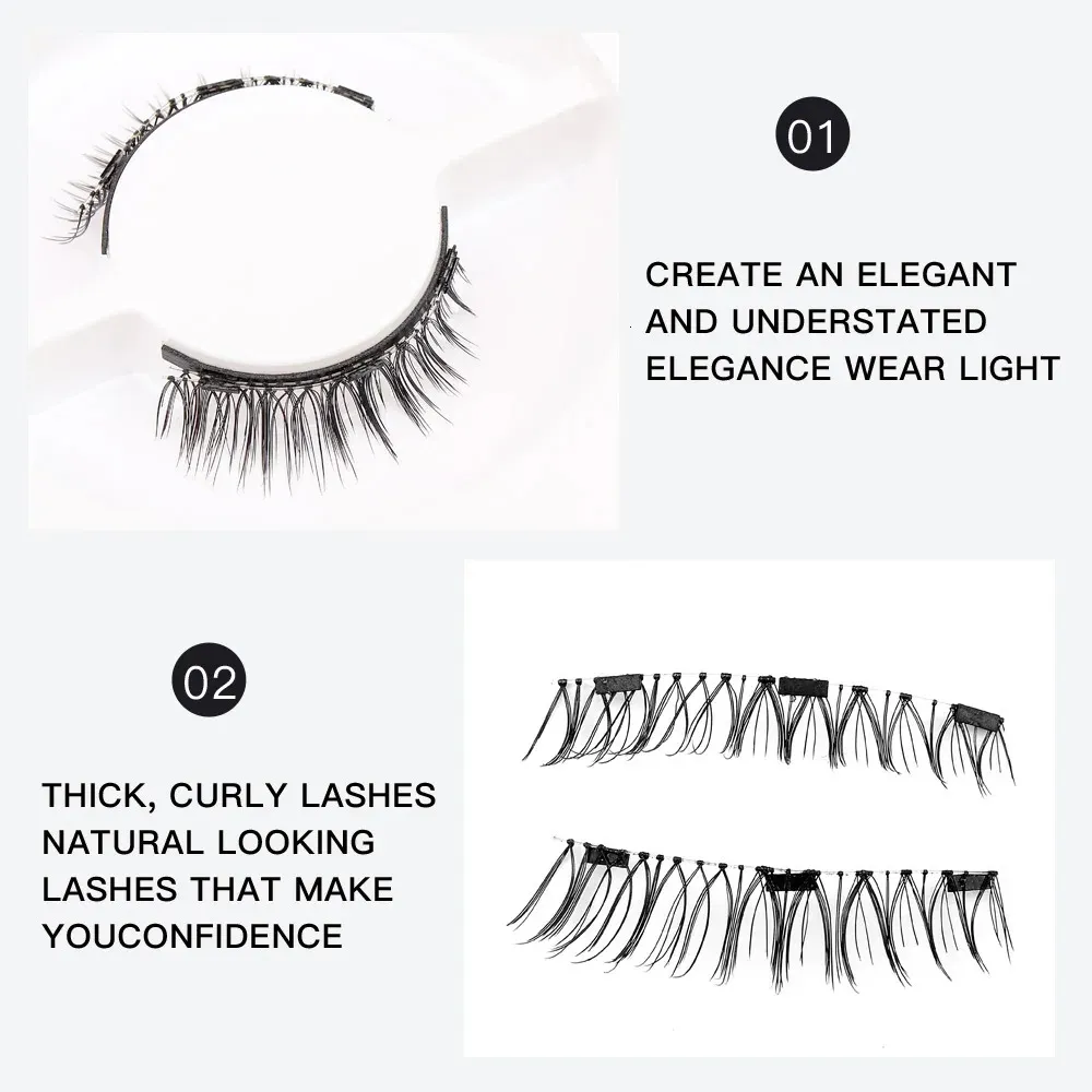2 Pairs Magnetic Eyelashes with Applicator Reusable Magnetic Eyelashes Natural Look, No Glue Needed Fake Lashes Kit for Makeup - Image 2