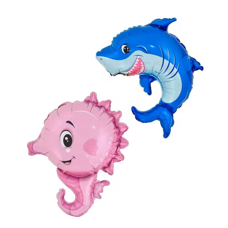 9pcs of Large Marine Animal Balloons Shells, Octopus, Crab, Sea Lion, Shark, Whale, Lantern Fish, Seahorse Underwater Animal Theme Birthday Party Decoration Arrangement - Image 5
