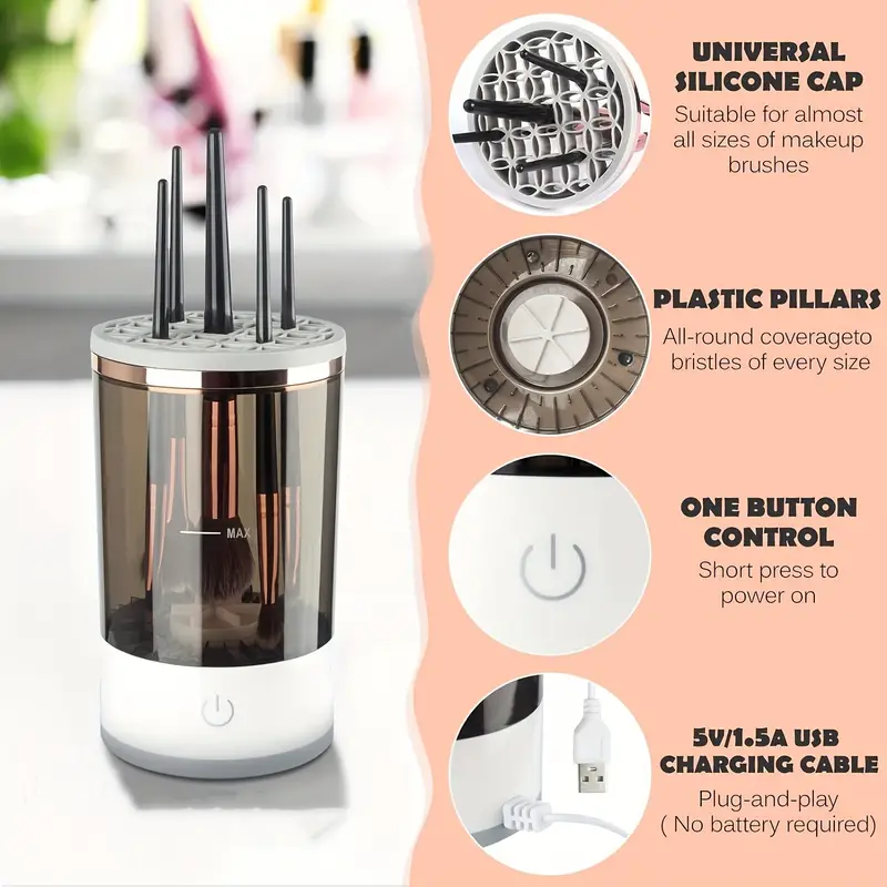 Electric Makeup Brush Cleaner, Makeup Cleaner for All Size Makeup Brush, Beauty Tools, Great Gift For Her - Image 3