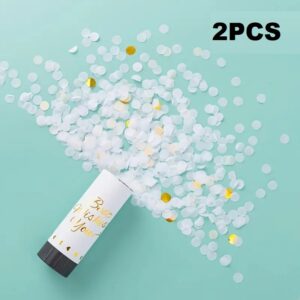 Confetti Poppers Party Cannon 2pcs Small Party Poppers Confetti Cannon for Eid, Wedding, Birthday, Graduation, Baby Shower, Anniversary, New Year's Party Celebrations Supplies Paper Poppers