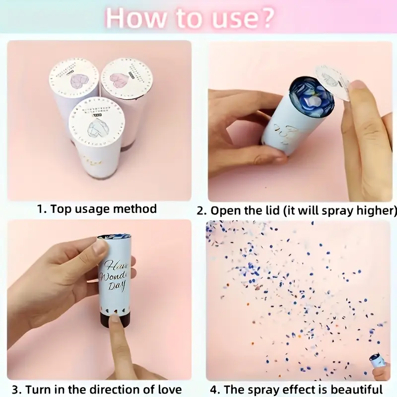 Confetti Poppers Party Cannon 2pcs Small Party Poppers Confetti Cannon for Eid,Wedding, Birthday, Graduation, Baby Shower, Anniversary, New Year's Party Celebrations Supplies Paper Poppers - Image 3