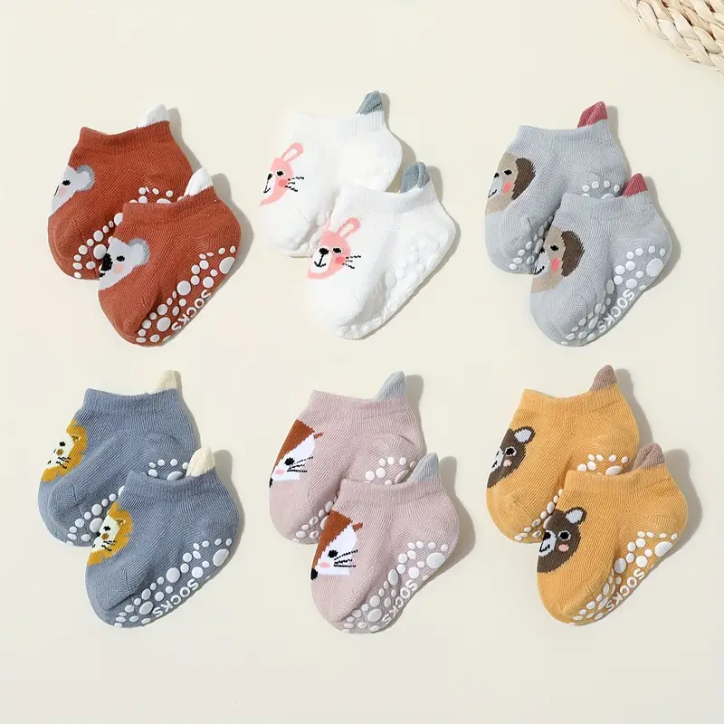 12-Pack Kids Cartoon Ankle Socks with Non-Slip Silicone - Cotton Rich Blend, Knit Fabric, All-Season Comfort for Kids, Assorted Designs - Machine Washable (1 - 3y) - Image 5