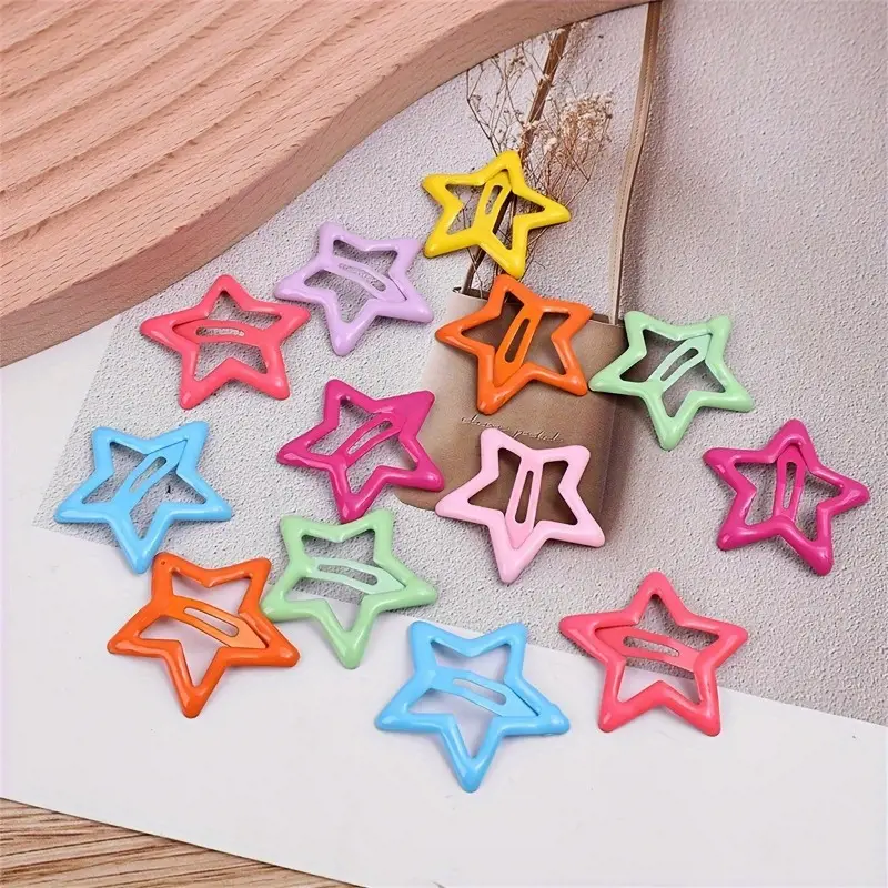 25pcs Candy Color Hollow Out Star Shaped Hair Side Clips Lovely Hair Fringe Clips for Women and Girls Daily Use - Image 4