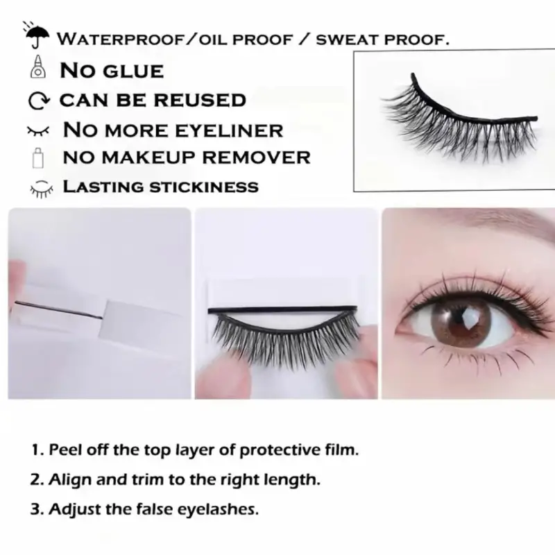 40 Pieces Self Adhesive Lash Strips for Fake Eyelashes No Glue Apply Self Adhesive Eyeliner Lashes Strips Waterproof Natural Look - Image 5