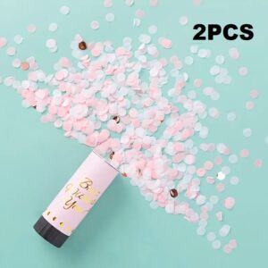 Confetti Poppers Party Cannon 2pcs Small Party Poppers Confetti Cannon for Eid, Wedding, Birthday, Graduation, Baby Shower, Anniversary, New Year's Party Celebrations Supplies Paper Poppers