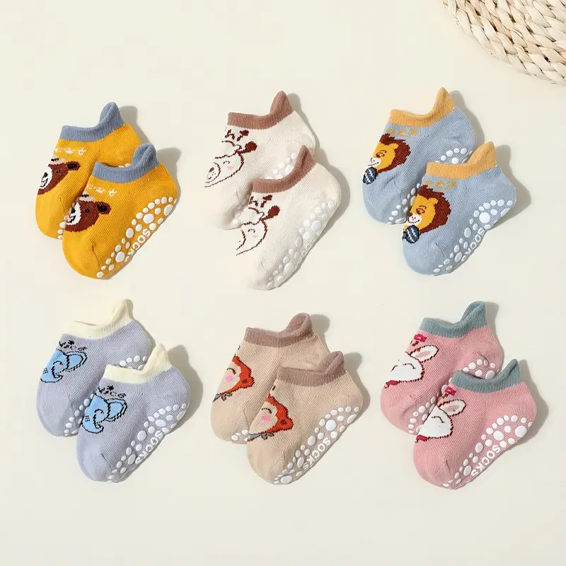 12-Pack Kids Cartoon Ankle Socks with Non-Slip Silicone - Cotton Rich Blend, Knit Fabric, All-Season Comfort for Kids, Assorted Designs - Machine Washable (1 - 3y) - Image 4