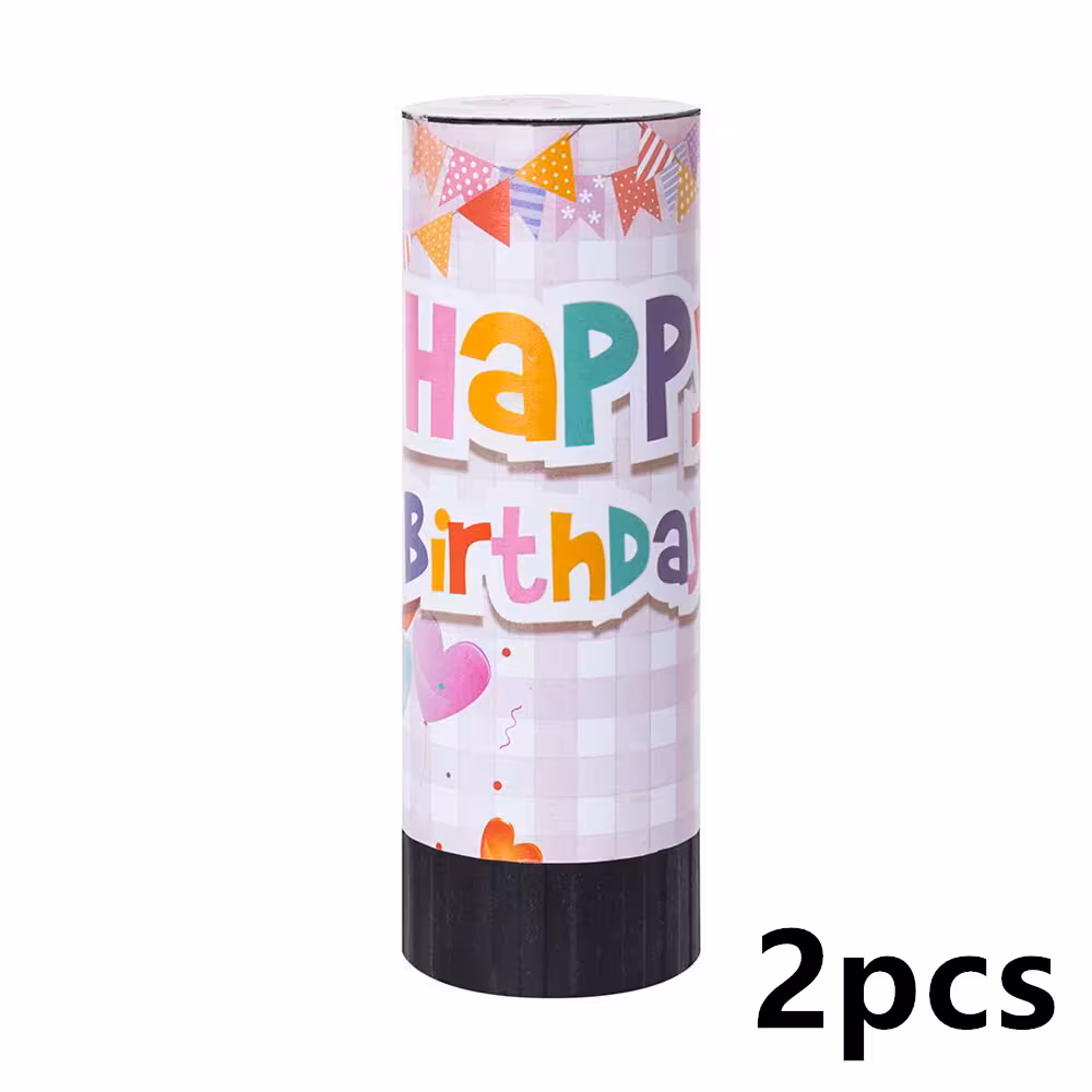 2pcs Confetti Launcher | Handheld Flower Spray Nozzle, "Happy Birthday" Design, Colorful Party Decoration, Celebration Essential, Suitable for Weddings, Birthdays