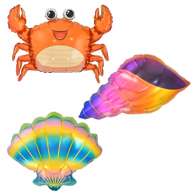9pcs of Large Marine Animal Balloons Shells, Octopus, Crab, Sea Lion, Shark, Whale, Lantern Fish, Seahorse Underwater Animal Theme Birthday Party Decoration Arrangement - Image 3