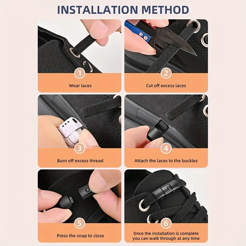 1 Pair Free-Tie Shoelaces Set, 2pcs Elastic Shoelaces & 2pcs Shoelaces Buckles for Shoes - Image 4