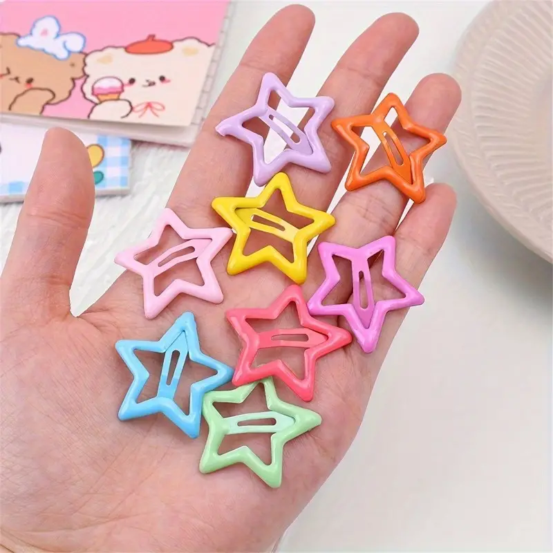 25pcs Candy Color Hollow Out Star Shaped Hair Side Clips Lovely Hair Fringe Clips for Women and Girls Daily Use - Image 5
