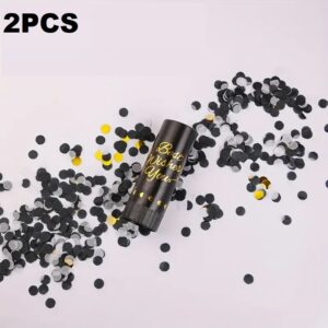 Confetti Poppers Party Cannon 2pcs Small Party Poppers Confetti Cannon for Eid, Wedding, Birthday, Graduation, Baby Shower, Anniversary, New Year's Party Celebrations Supplies Paper Poppers