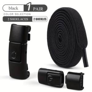 1 Pair Free-Tie Shoelaces Set, 2pcs Elastic Shoelaces & 2pcs Shoelaces Buckles for Shoes